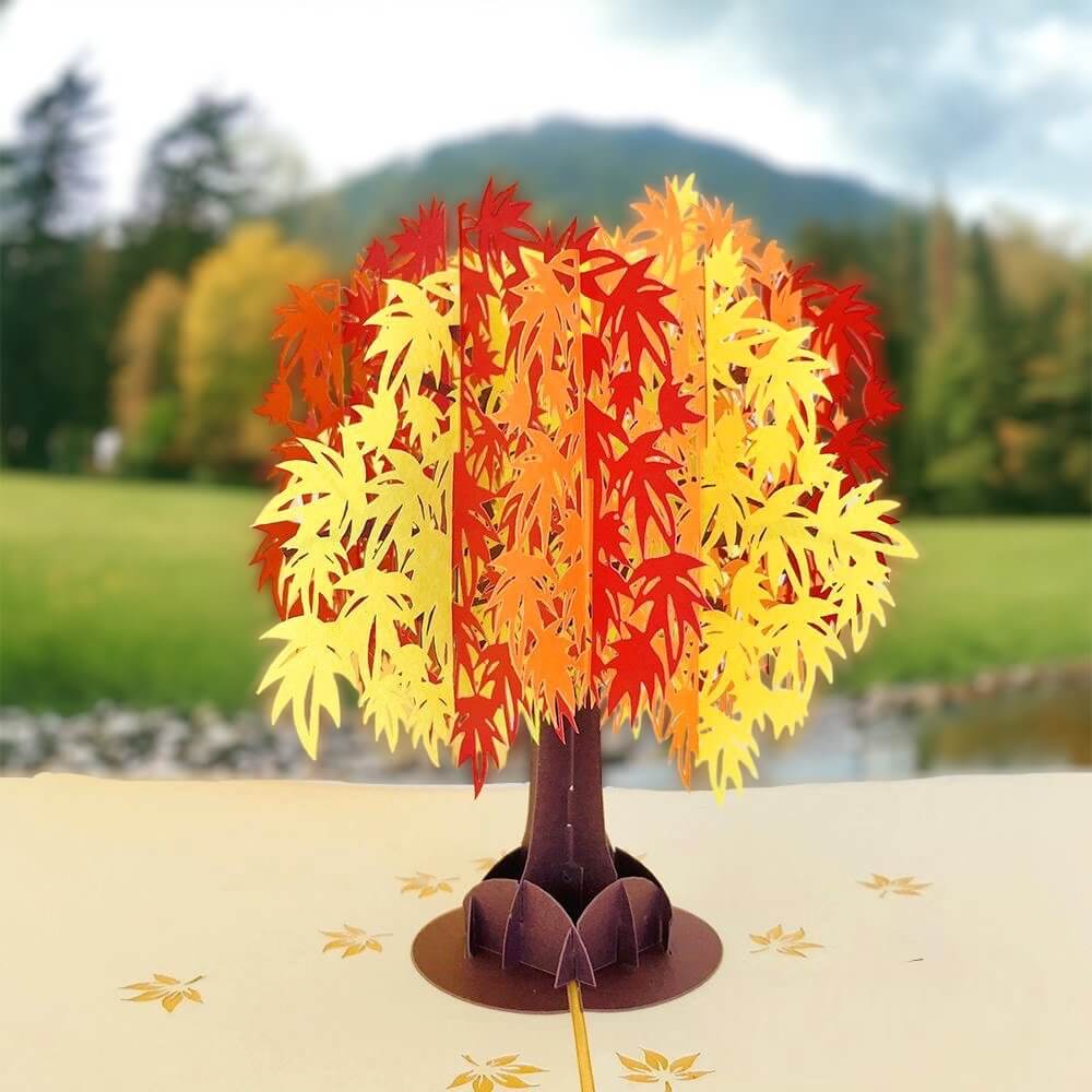 Japanese Autumn Maple Tree 3D Pop Up Card - Online Party Supplies