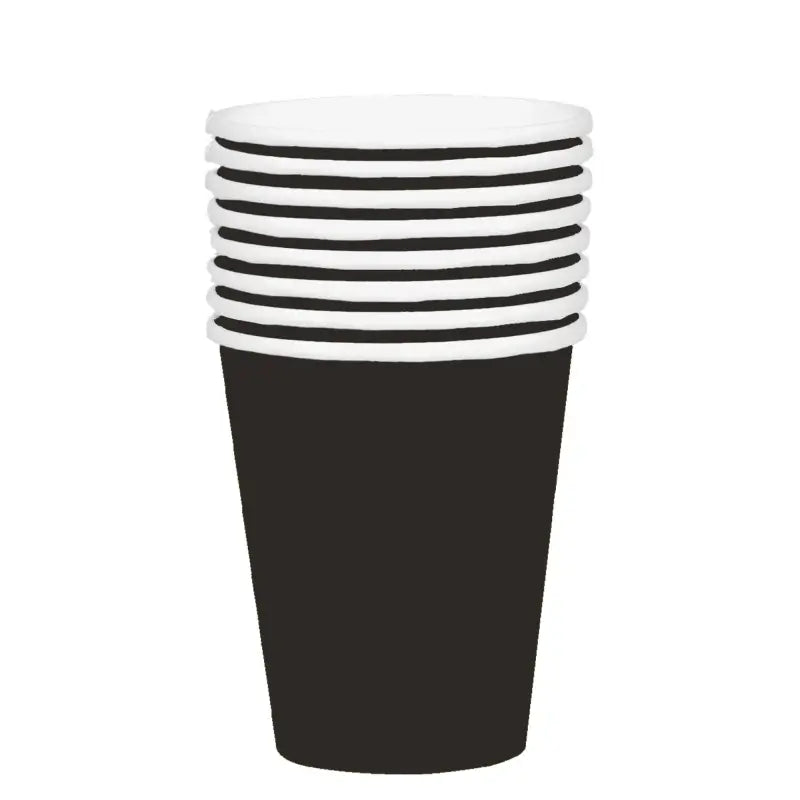 Pack of 8 Black Paper Cups 266ml