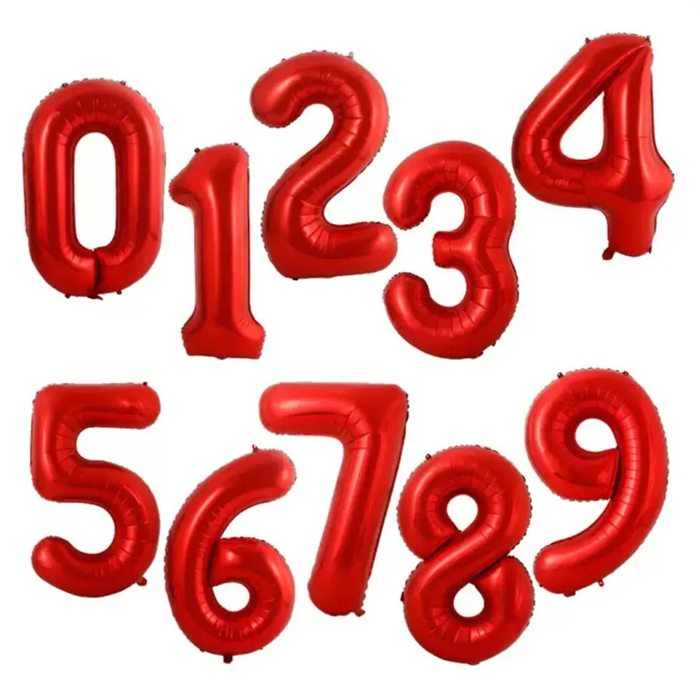 32-inch Giant Red 0-9 Number Foil Balloons