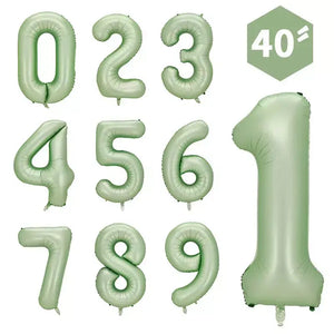 Green foil number shop balloons