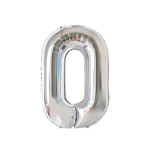 40-inch Jumbo Silver Number 0 Foil Balloon