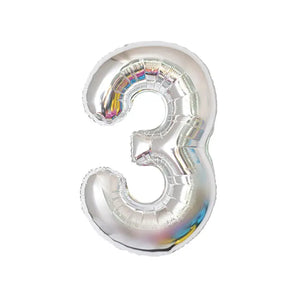 40-inch Jumbo Silver Number 3 Foil Balloon