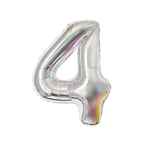 40-inch Jumbo Silver Number 4 Foil Balloon