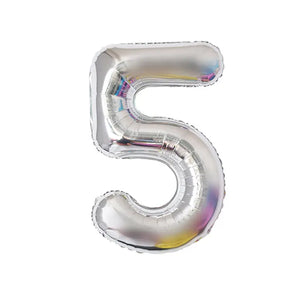 40-inch Jumbo Silver Number 5 Foil Balloon