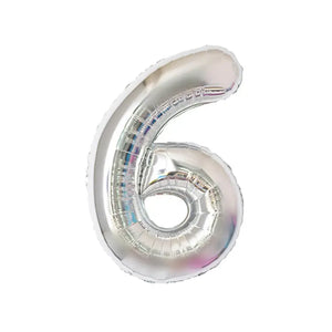 40-inch Jumbo Silver Number 6 Foil Balloon
