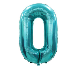 40" Jumbo Tiffany Coloured Number 0 Foil Balloon - Tiffany inspired theme party supplies decorations
