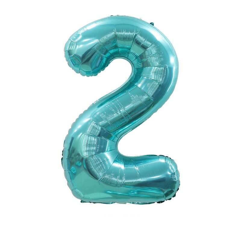 40" Jumbo Tiffany Inspired Coloured Number 2 Foil Balloon