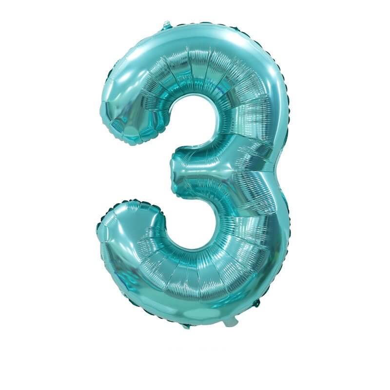 40" Jumbo Tiffany Inspired Coloured Number 3 Foil Balloon