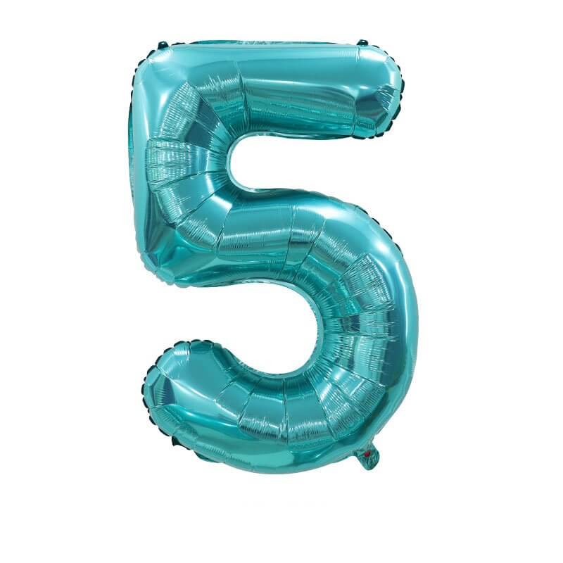 40" Jumbo Tiffany Inspired Coloured Number 5 Foil Balloon