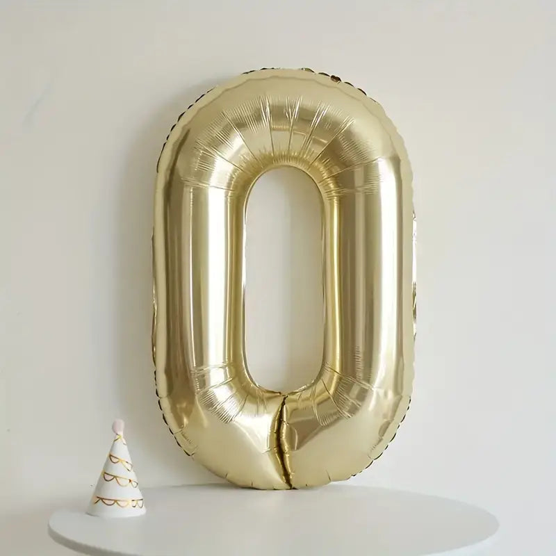 40-inch Jumbo White Gold 0-9 Number Foil Balloon