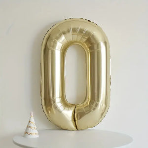 40-inch Jumbo White Gold Number 0 Foil Balloon