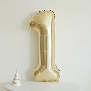 40-inch Jumbo White Gold Number 1 Foil Balloon