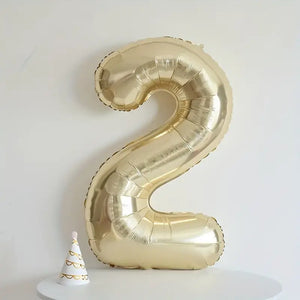 40-inch Jumbo White Gold Number 2 Foil Balloon