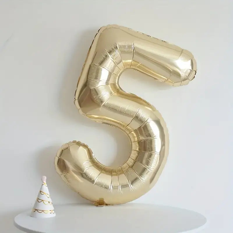 40-inch Jumbo White Gold Number 5 Foil Balloon