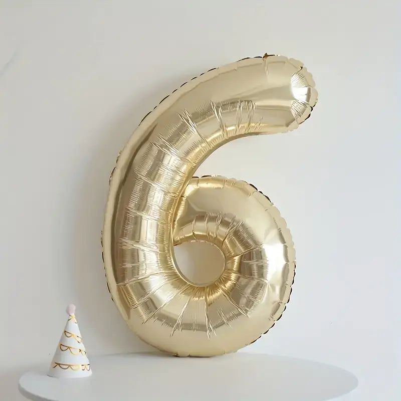 40-inch Jumbo White Gold Number 6 Foil Balloon