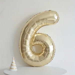 40-inch Jumbo White Gold Number 6 Foil Balloon
