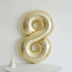 40-inch Jumbo White Gold Number 8 Foil Balloon