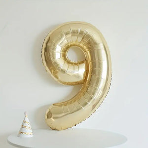 40-inch Jumbo White Gold Number 9 Foil Balloon