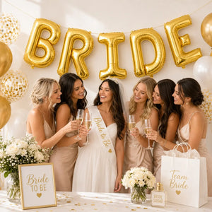 40-inch Jumbo Gold BRIDE Foil Balloon Banner.