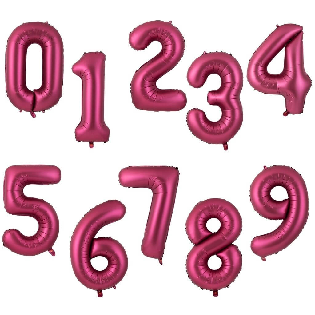 40-inch Jumbo Burgundy Number 0-9 Foil Balloon