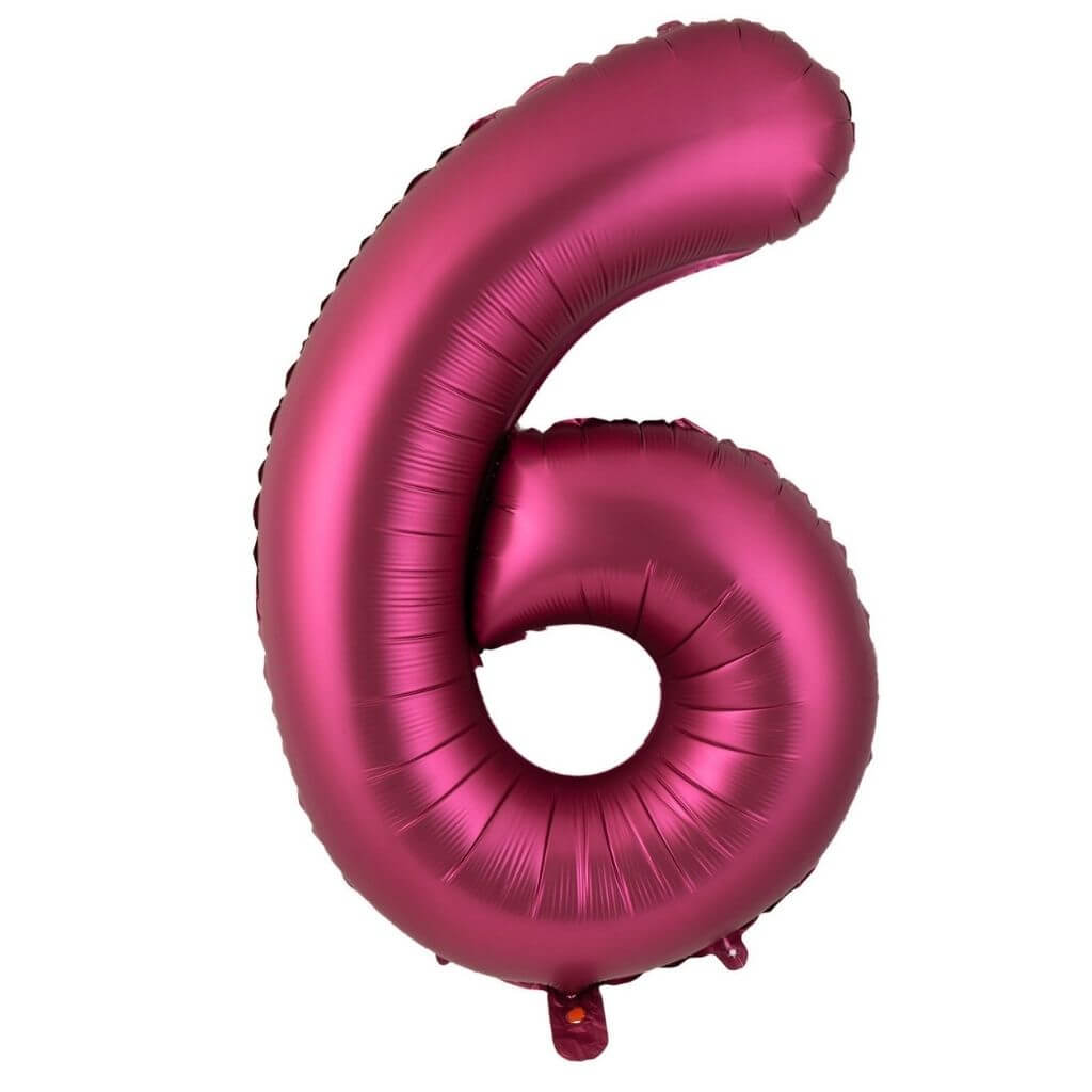 40-inch Jumbo Burgundy Number 6 Foil Balloon