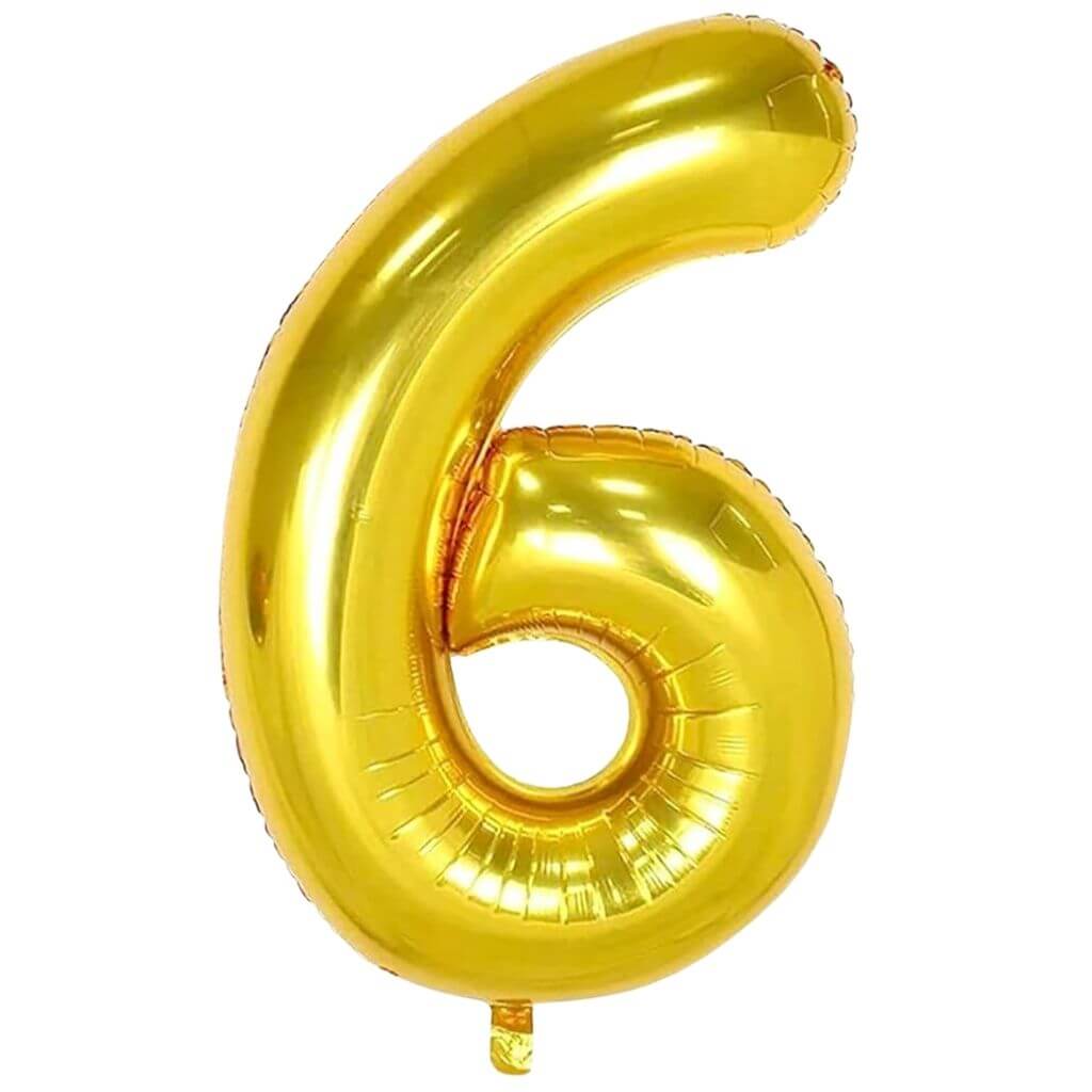 40-inch Jumbo Gold Number 6 Foil Balloon