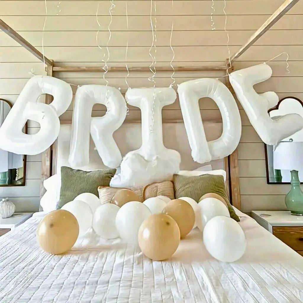 Elegant White Bride Foil Balloons for hen’s night celebrations
