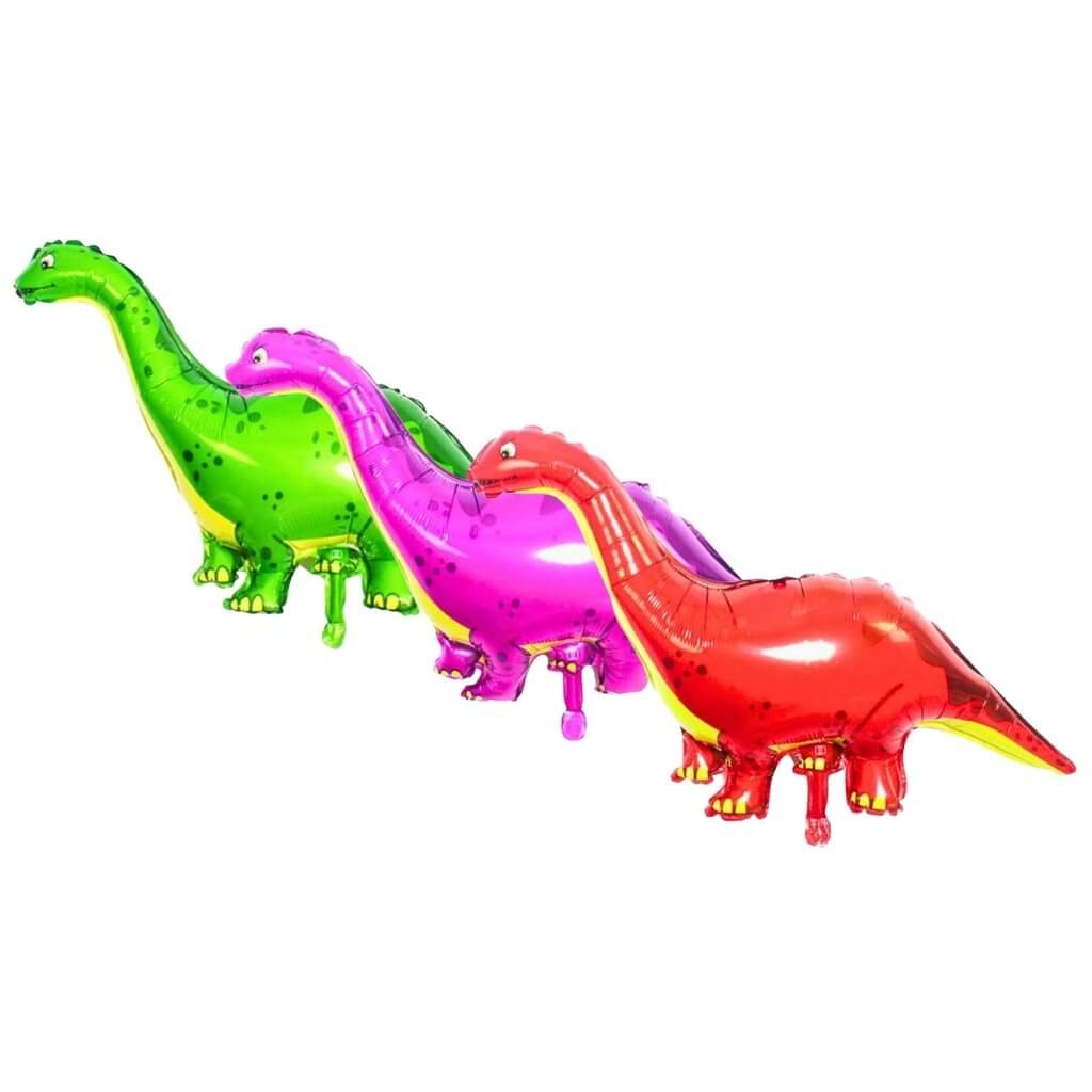 Jumbo Brontosaurus Dinosaur Foil Balloon - green, pink, red