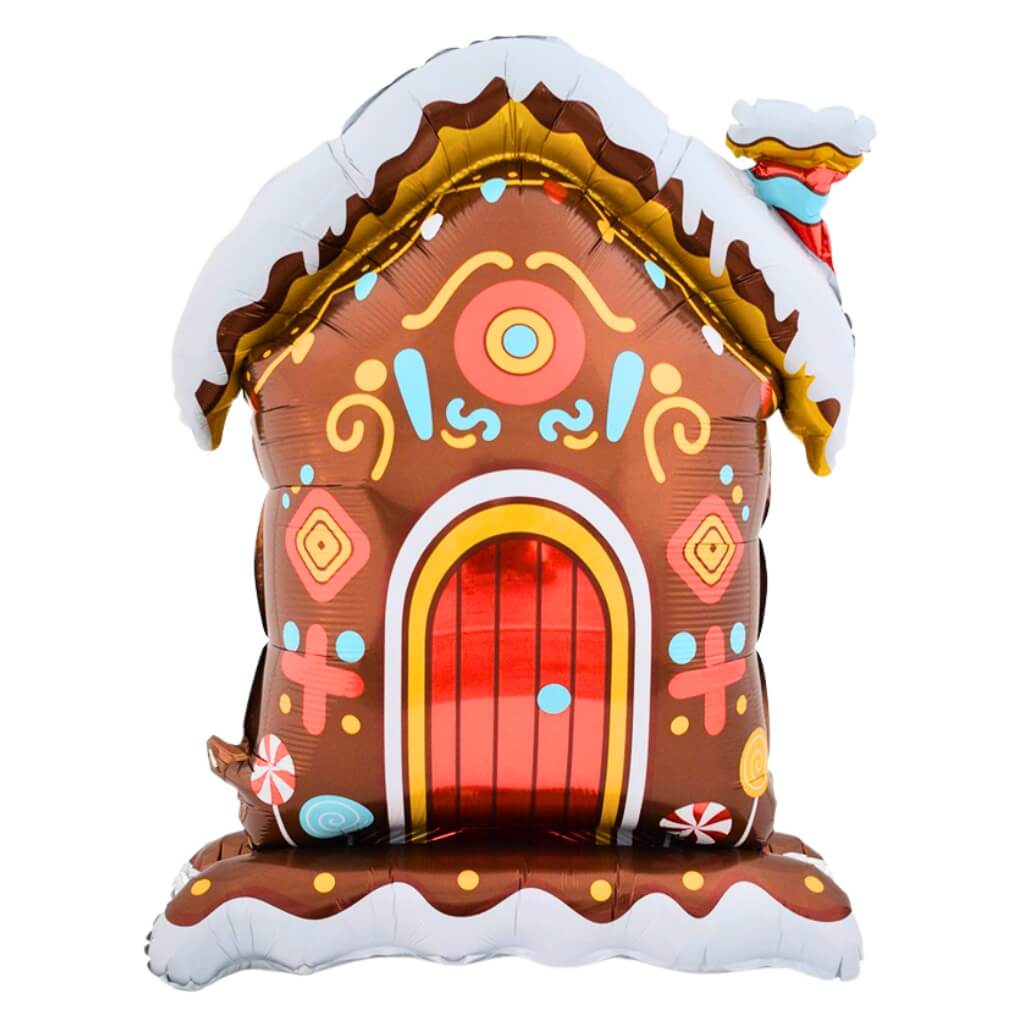 Jumbo Gingerbread House Red Door Standing Foil Balloon