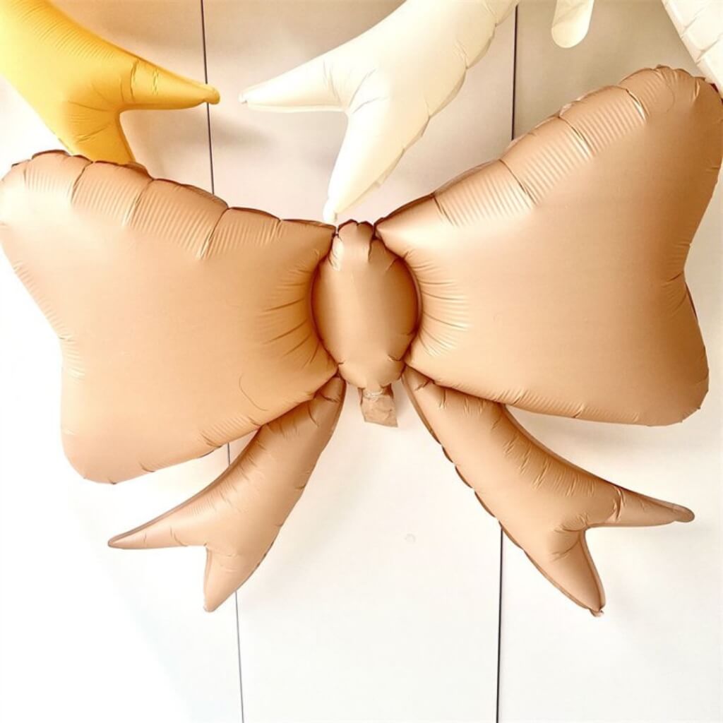 brown bow foil balloon for boho birthday and baby shower