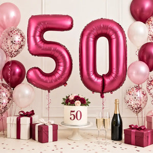 40-inch Jumbo Burgundy Number 50 Foil Balloon