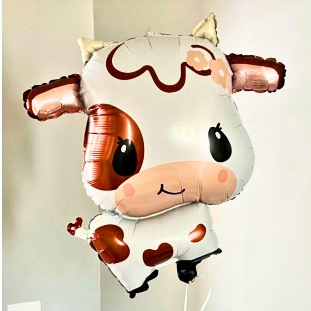 Jumbo White & Brown Cartoon Cow Foil Balloon