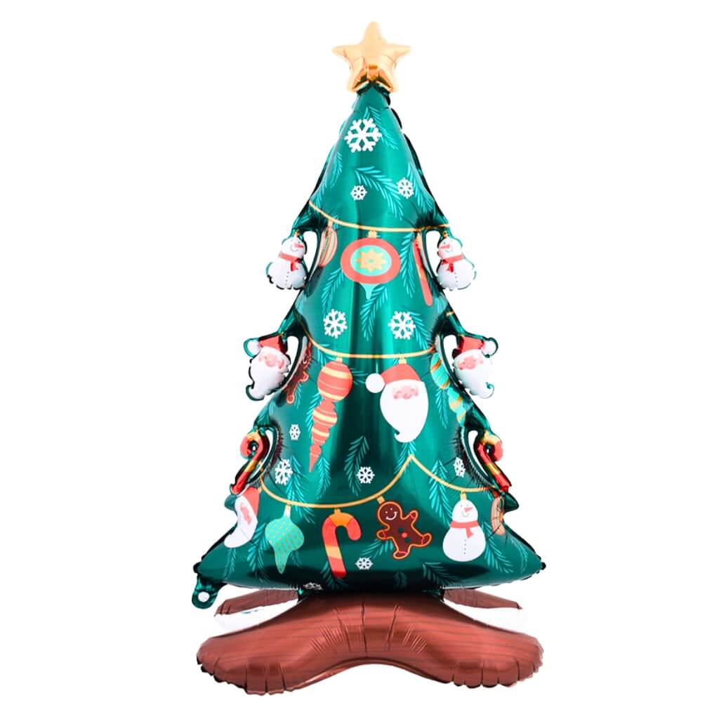 Jumbo Green Christmas Tree with Ornaments Standing Foil Balloon