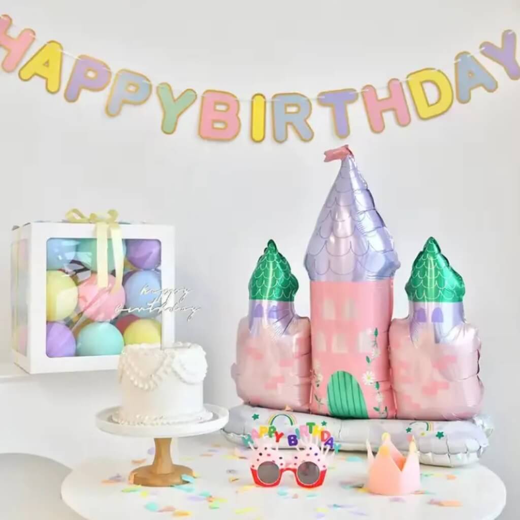 Jumbo Enchanting Pastel Princess Castle standing Foil Balloon 83x88cm