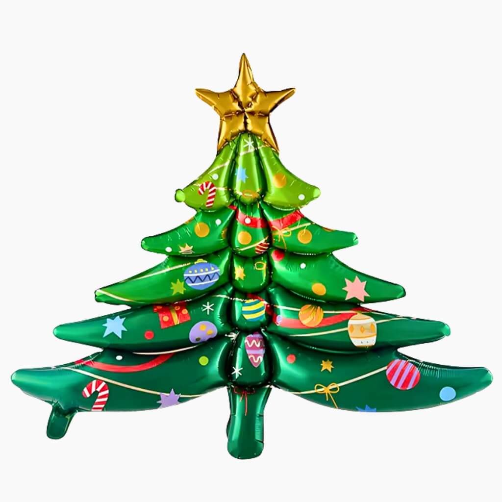 Jumbo Green Christmas Tree Foil Balloon with Gold Star 100cm