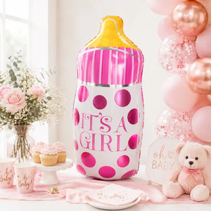 Jumbo 'It's A Girl' Pink Baby Milk Bottle Foil Balloon