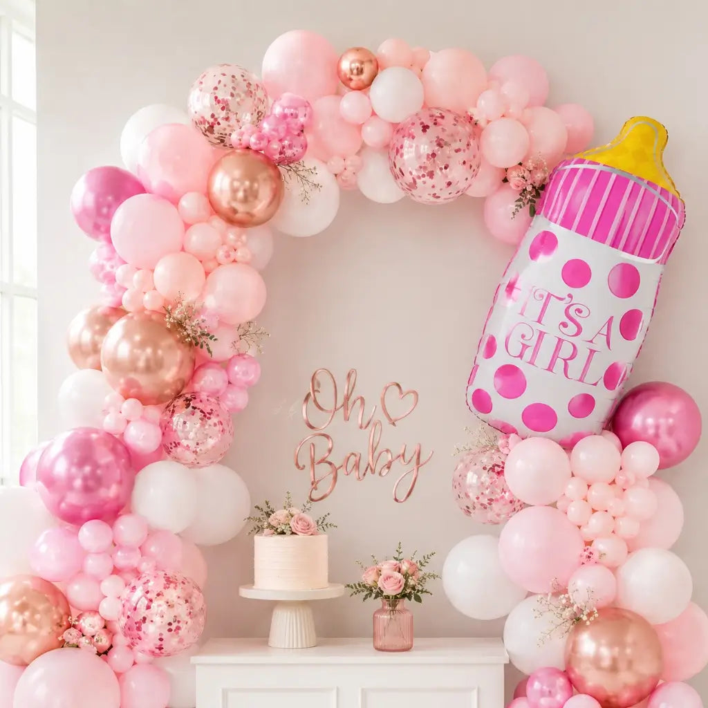 Jumbo 'It's A Girl' Pink Baby Milk Bottle Foil Balloon