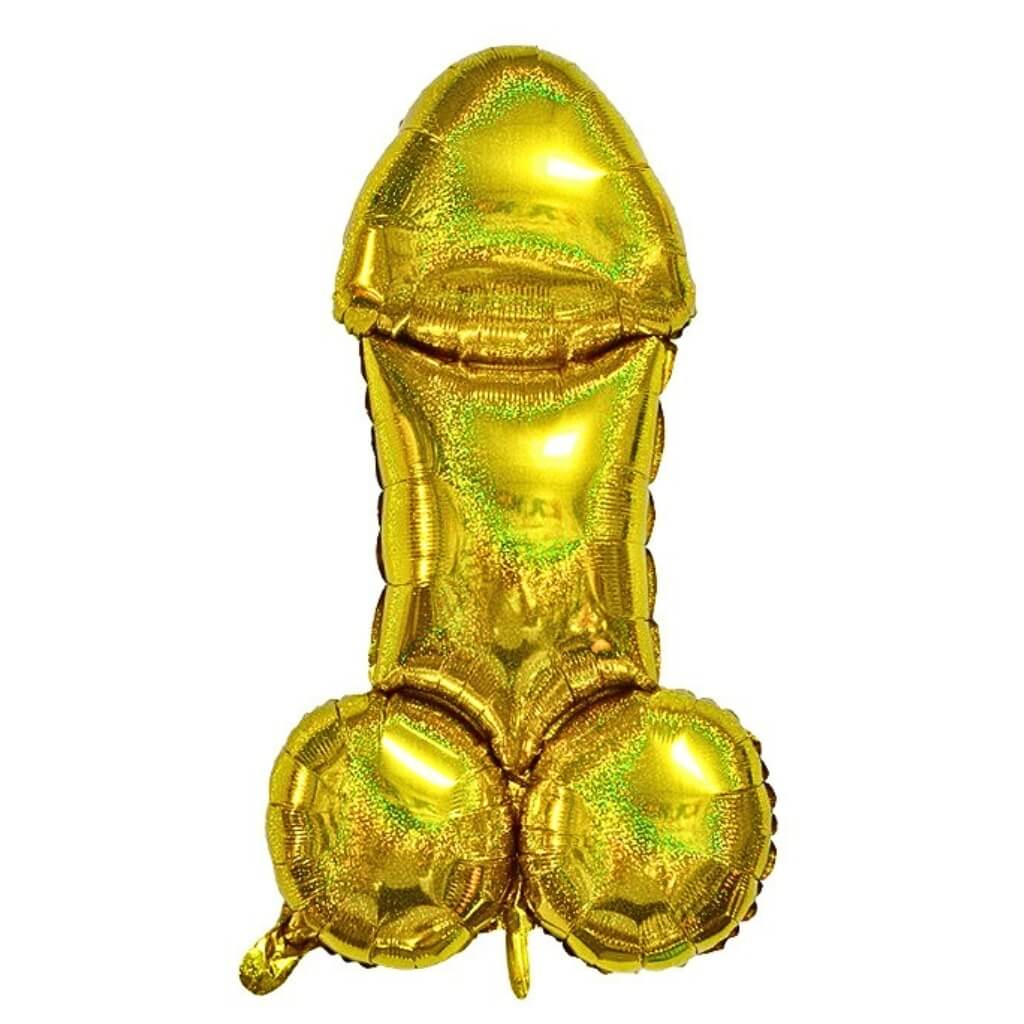 jumbo laser gold naughty penis foil balloon hen party decoration