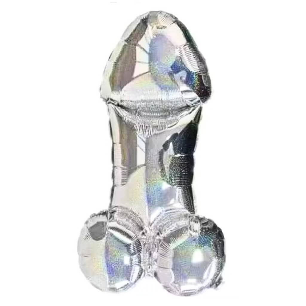 jumbo laser silver naughty penis foil balloon hen party