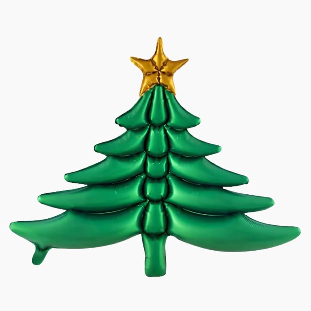 jumbo matte green christmas tree foil balloon with gold star 120cm