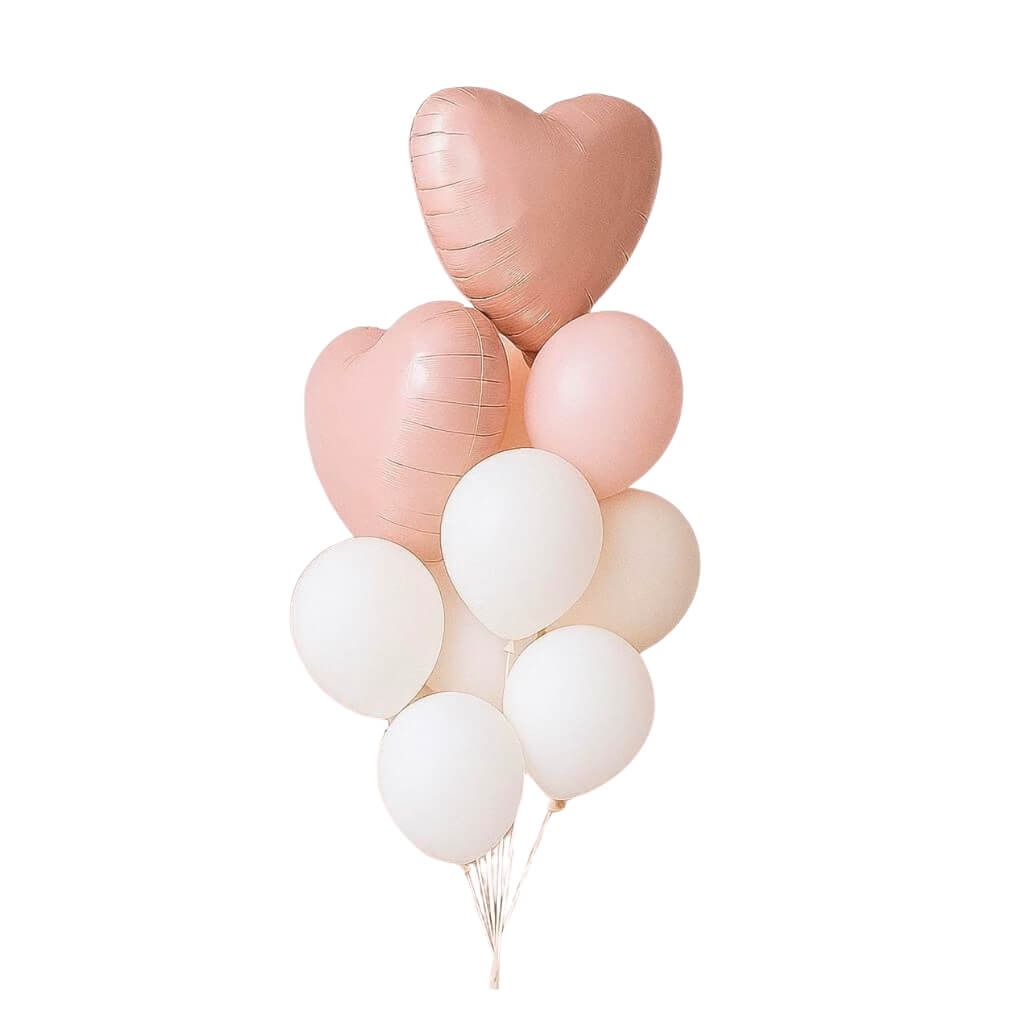 Matte pink heart balloon bouquet set