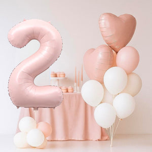 Matte Pink Birthday Balloon Bundle 18pk – Number 2 & Heart Foil Balloons