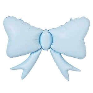 Jumbo pastel blue ribbon bow foil balloon 80x61cm for party decorations
