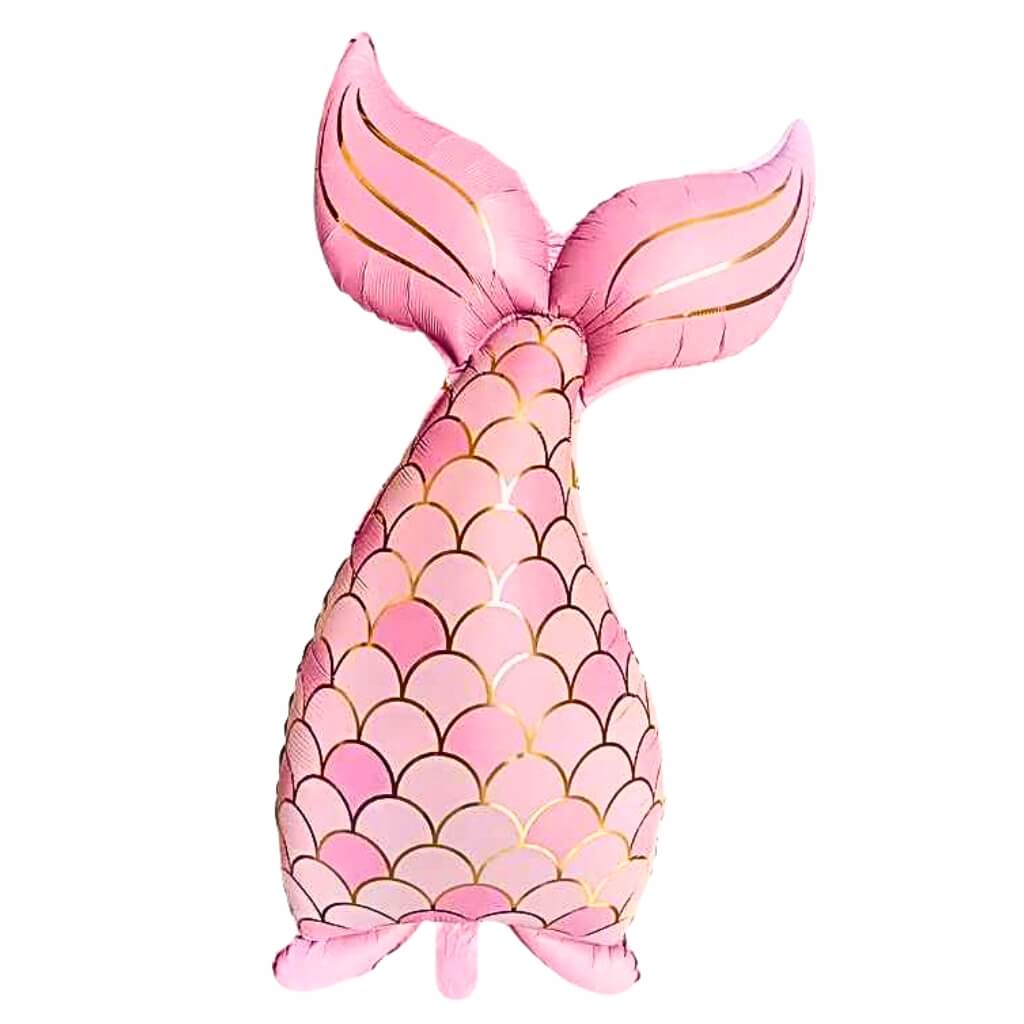 Pastel pink and purple mermaid tail foil balloons for ocean themed parties