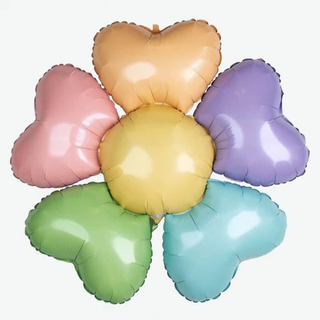 cute pastel rainbow daisy foil balloon for kids birthday celebration