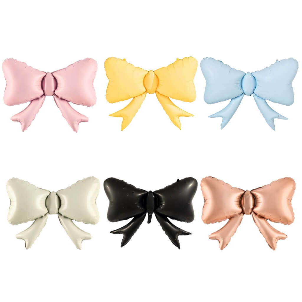 Jumbo pastel ribbon bow foil balloons 80x61cm for party decorations