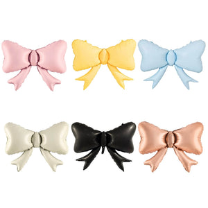 Jumbo pastel ribbon bow foil balloons 80x61cm for party decorations
