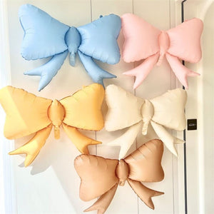 Jumbo pastel ribbon bow foil balloons 80x61cm for party decorations