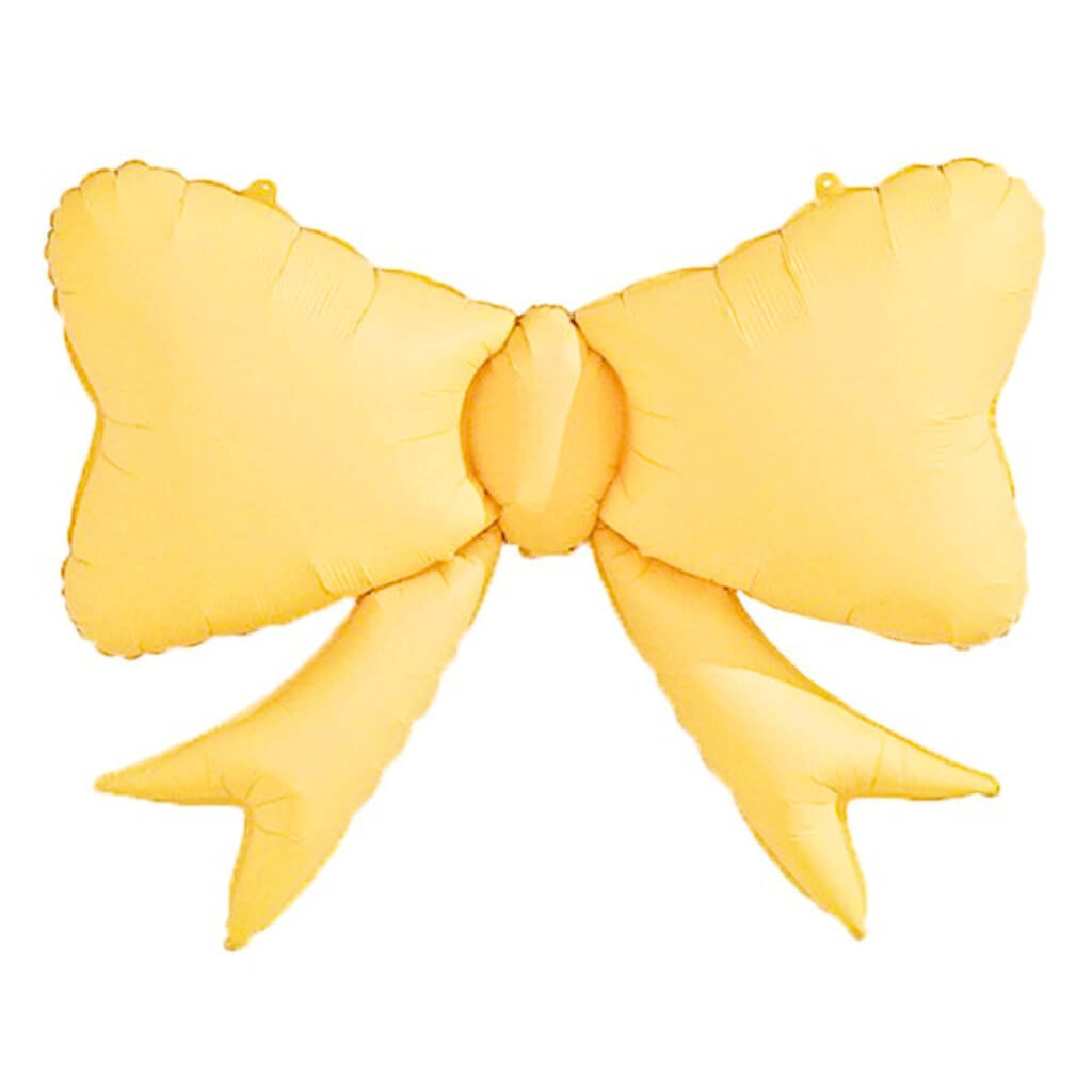 Jumbo pastel yellow ribbon bow foil balloon 80x61cm for party decorations