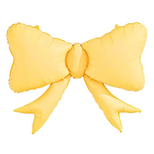 Jumbo pastel yellow ribbon bow foil balloon 80x61cm for party decorations
